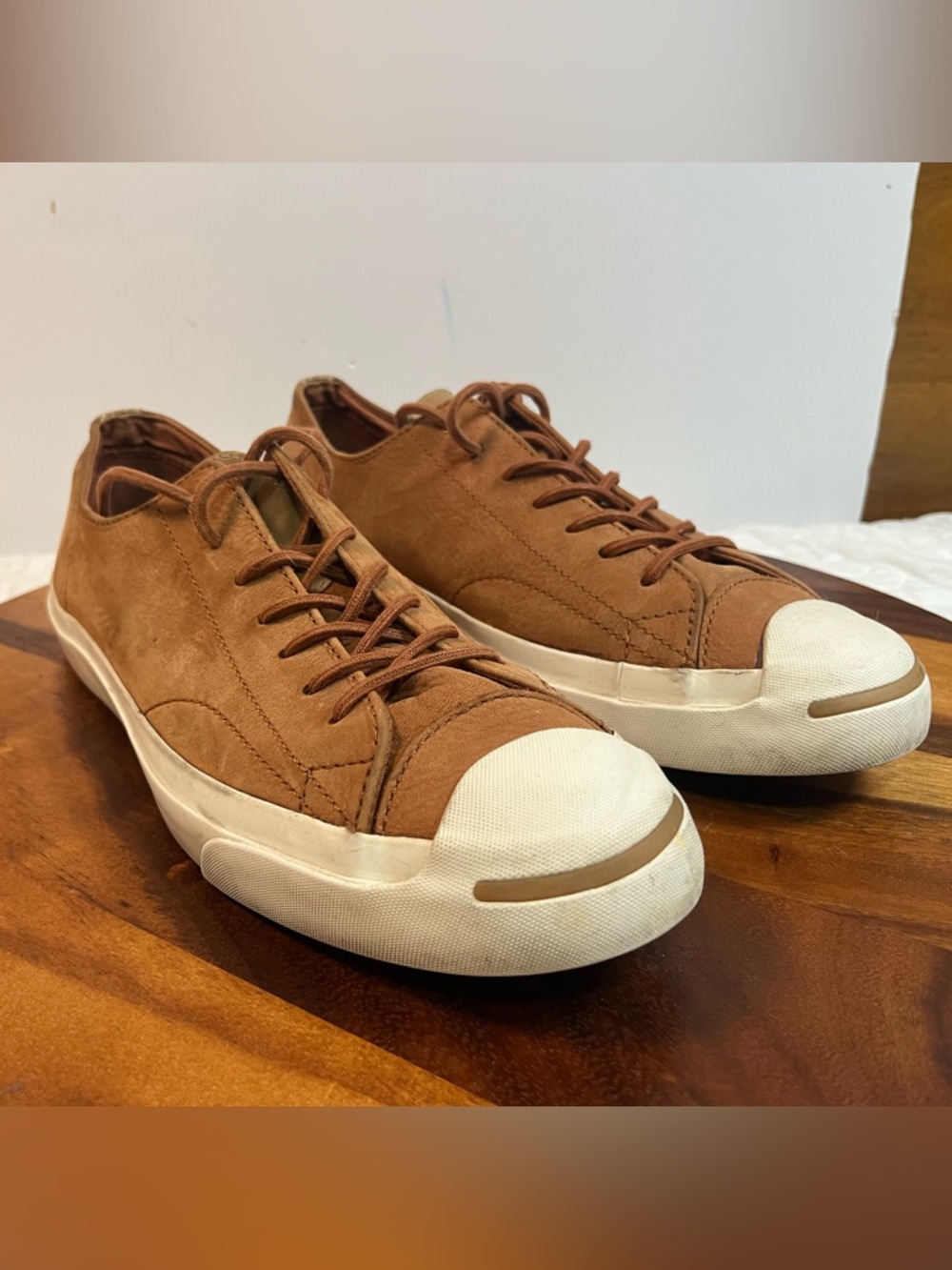 Jack PurcellConverse Low-Top Suede Sneakers in Brown and White 10.5